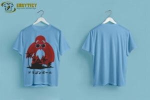 Retro Anime Island T-shirt – Bold Red & Black Design - Image 2