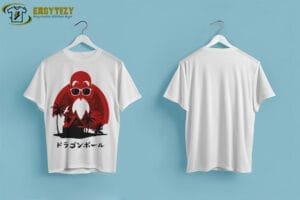 Retro Anime Island T-shirt – Bold Red & Black Design - Image 5