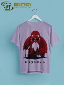 Retro Anime Island T-shirt – Bold Red & Black Design