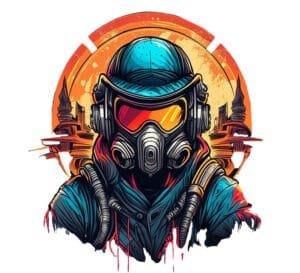 Cyberpunk Soldier Gas Mask Graphic Tee – Futuristic Warrior - Image 2