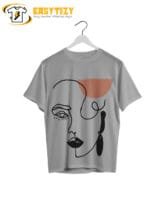 Abstract Line Art Face T-Shirt: Minimalist Boho Aesthetic | Modern Art Expression Tee - Image 3