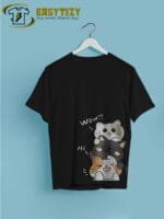 Stacked Cute Cats T-Shirt | Adorable Feline Tower Tee | "Wow!!" & "Hi," Kitty Graphic - Image 5