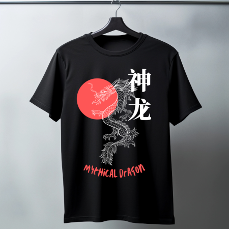 Mythical Dragon T-Shirt black front mock